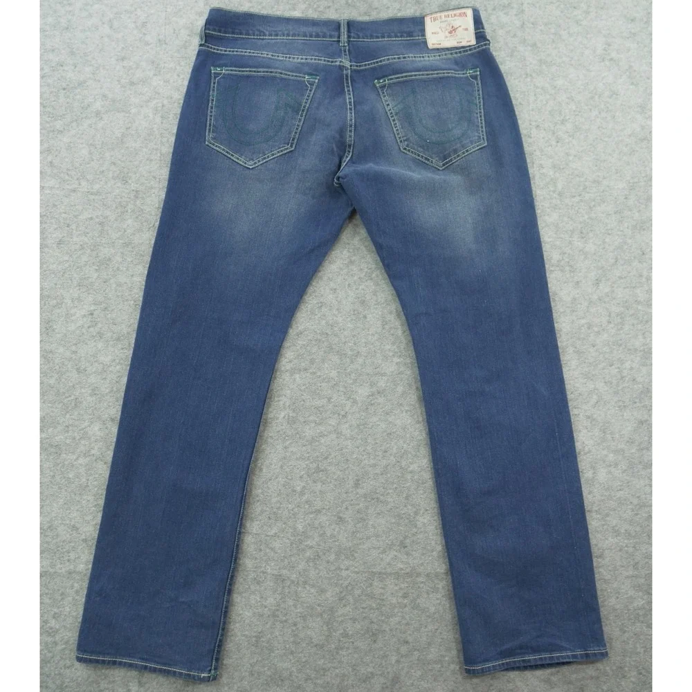 True Religion Jeans Mens 36 Blue Ricky Relax Slim Mid Rise Zip Fly